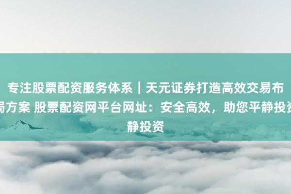 专注股票配资服务体系|天元证券打造高效交易布局方案 股票配资网平台网址:安全高效,助您平静投资