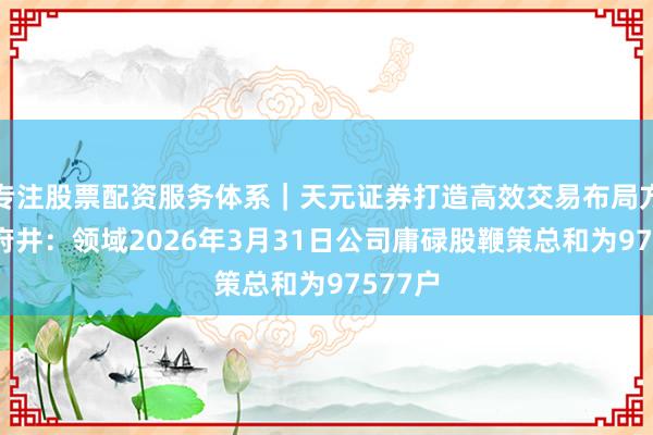 专注股票配资服务体系｜天元证券打造高效交易布局方案 王府井：领域2026年3月31日公司庸碌股鞭策总和为97577户