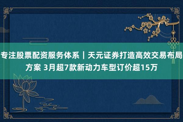 专注股票配资服务体系｜天元证券打造高效交易布局方案 3月超7款新动力车型订价超15万