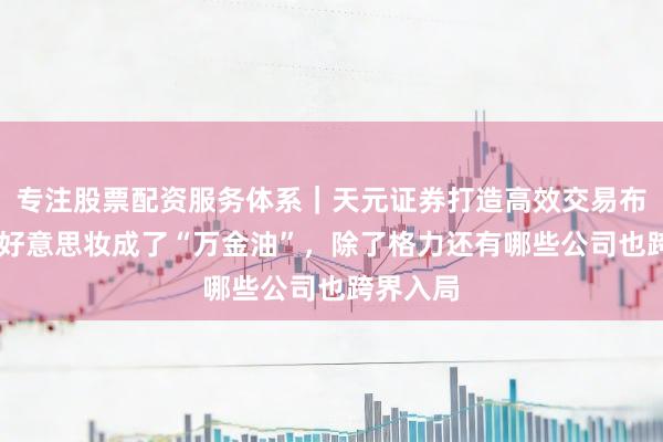 专注股票配资服务体系|天元证券打造高效交易布局方案 好意思妆成了“万金油”,除了格力还有哪些公司也跨界入局