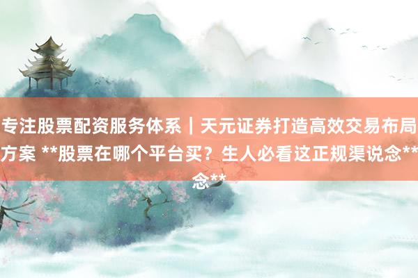 专注股票配资服务体系｜天元证券打造高效交易布局方案 **股票在哪个平台买？生人必看这正规渠说念**