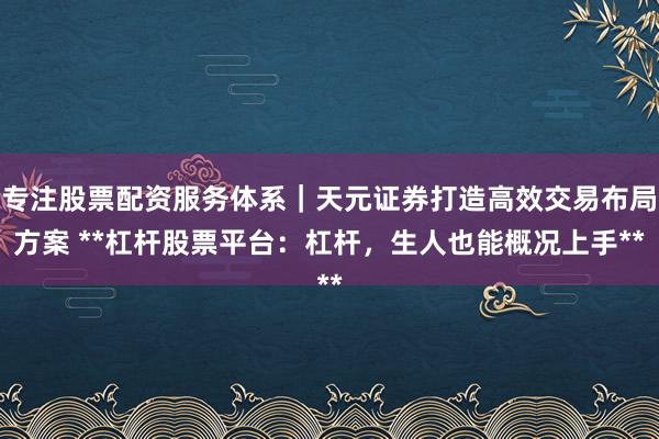 专注股票配资服务体系｜天元证券打造高效交易布局方案 **杠杆股票平台：杠杆，生人也能概况上手**